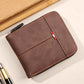 Portafoglio uomo bifold in pelle PU con chiusura zip integrale
