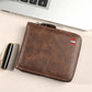 Portafoglio uomo bifold in pelle PU con chiusura zip integrale