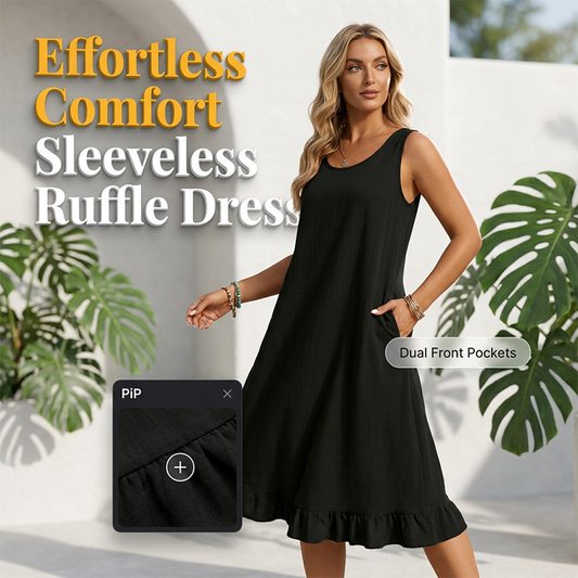 🔥 NUOVO + -50% + 50.000+ venduti 🔥 Abito casual senza maniche con volant da donna