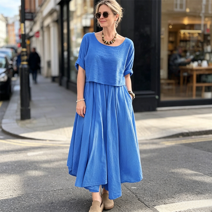 📊 Oltre 200.000 articoli venduti – Grazie a voi con uno sconto del 50%! Appena arrivato💙Set estivo casual a due pezzi con gonna✨