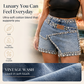 Shorts da donna in denim a più strati con strass Rhinsten