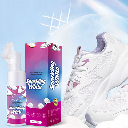 Detergente in schiuma senza acqua per scarpe bianche con spazzola