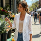👗Elegante damesblazer met bloemenmotief en kant – Een elegante, lichtgewicht blazer, geschikt voor zowel op kantoor als ’s avonds✨