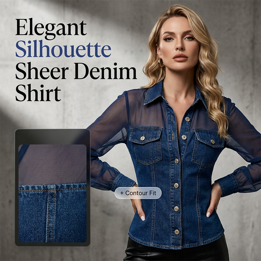 👕Top da donna in denim con patchwork in rete – Top elegante e chic dalla linea aderente✨