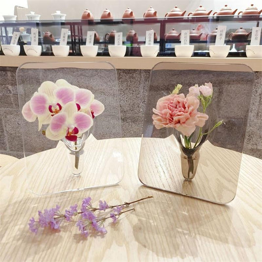 🏺 OFFERTA LIMITATA 50% DI SCONTO! 💥 Vaso trasparente a forma di cornice per foto – stile nordico in acrilico, perfetto per la tua scrivania ✨