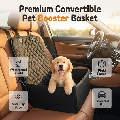 Housse de siège auto pour animaux convertible en panier rehausseur pour chien