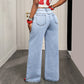 👖✨Jeans da donna con vita asimmetrica e gamba larga