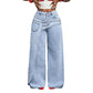 👖✨Jeans da donna con vita asimmetrica e gamba larga