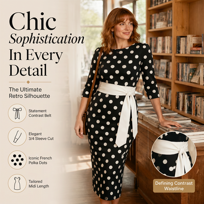 Elegante abito retrò a pois da donna