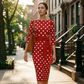 Elegante abito retrò a pois da donna