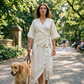 Set da donna composto da top casual avvolgente e gonna con bottoni laterali