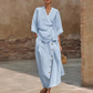 Set da donna composto da top casual avvolgente e gonna con bottoni laterali