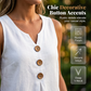 Gilet senza maniche in cotone e lino con scollo a V da donna