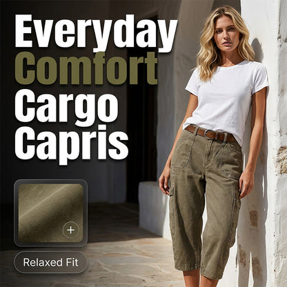 Pantaloni capri casual cargo dalla vestibilità ampia