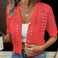 Cardigan da donna in maglia con maniche corte e inserti traforati
