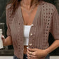 Cardigan da donna in maglia con maniche corte e inserti traforati