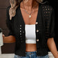 Cardigan da donna in maglia con maniche corte e inserti traforati