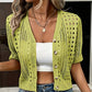 Cardigan da donna in maglia con maniche corte e inserti traforati
