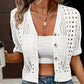 Cardigan da donna in maglia con maniche corte e inserti traforati