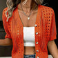 Cardigan da donna in maglia con maniche corte e inserti traforati