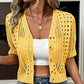 Cardigan da donna in maglia con maniche corte e inserti traforati