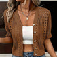 Cardigan da donna in maglia con maniche corte e inserti traforati