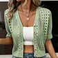 Cardigan da donna in maglia con maniche corte e inserti traforati