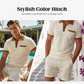 Set estivo e casual a due pezzi in maglia a nido d'ape da uomo
