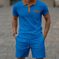 Set estivo e casual a due pezzi in maglia a nido d'ape da uomo