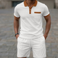 Set estivo e casual a due pezzi in maglia a nido d'ape da uomo