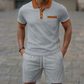 Set estivo e casual a due pezzi in maglia a nido d'ape da uomo