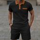 Set estivo e casual a due pezzi in maglia a nido d'ape da uomo