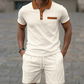 Set estivo e casual a due pezzi in maglia a nido d'ape da uomo