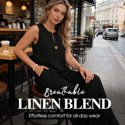 ⏰🔥SCONTO DEL 50% A TEMPO LIMITATO! 💃 Top minimalista senza maniche e pantaloni a gamba larga