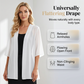 Cardigan da donna in chiffon, ampio e aperto sul davanti.