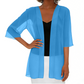 Cardigan da donna in chiffon, ampio e aperto sul davanti.