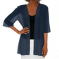 Cardigan da donna in chiffon, ampio e aperto sul davanti.
