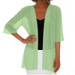 Cardigan da donna in chiffon, ampio e aperto sul davanti.