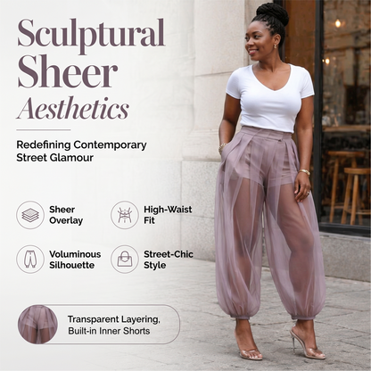 ✨Pantaloni da donna con inserti in rete in stile “lanterna” – look leggero, vestibilità comoda e versatili – perfetti per le giornate calde, la spiaggia e il tempo libero – con eleganti dettagli in rete