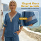 🌺 Set composto da un elegante top con scollo a V e pantaloni a gamba larga