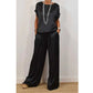 Set composto da un elegante top e un paio di pantaloni a gamba larga da donna