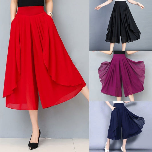 Culotte da donna in chiffon a vita alta e corte