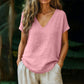 👕☀️🌿 BEFRISTETES ANGEBOT 50% RABATT! Damen V-Ausschnitt T-Shirt für den Sommer – Weiche, atmungsaktive leichte Baumwollmischung – Perfekt für lässige Tage, Besorgungen oder entspannte Wochenendmorgen 🌸😌