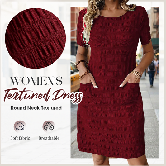 ⌛Offerta a tempo limitato – Abito da donna con scollo rotondo, dalla linea strutturata e lunghezza al ginocchio