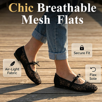 🌸 Eleganti scarpe basse in maglia con fiocco e motivo floreale