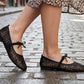 🌸 Eleganti scarpe basse in maglia con fiocco e motivo floreale