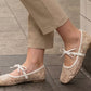 🌸 Eleganti scarpe basse in maglia con fiocco e motivo floreale
