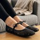 🌸 Eleganti scarpe basse in maglia con fiocco e motivo floreale
