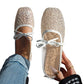🌸 Eleganti scarpe basse in maglia con fiocco e motivo floreale