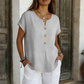 Casual T-shirt met V-hals en knopen voor dames